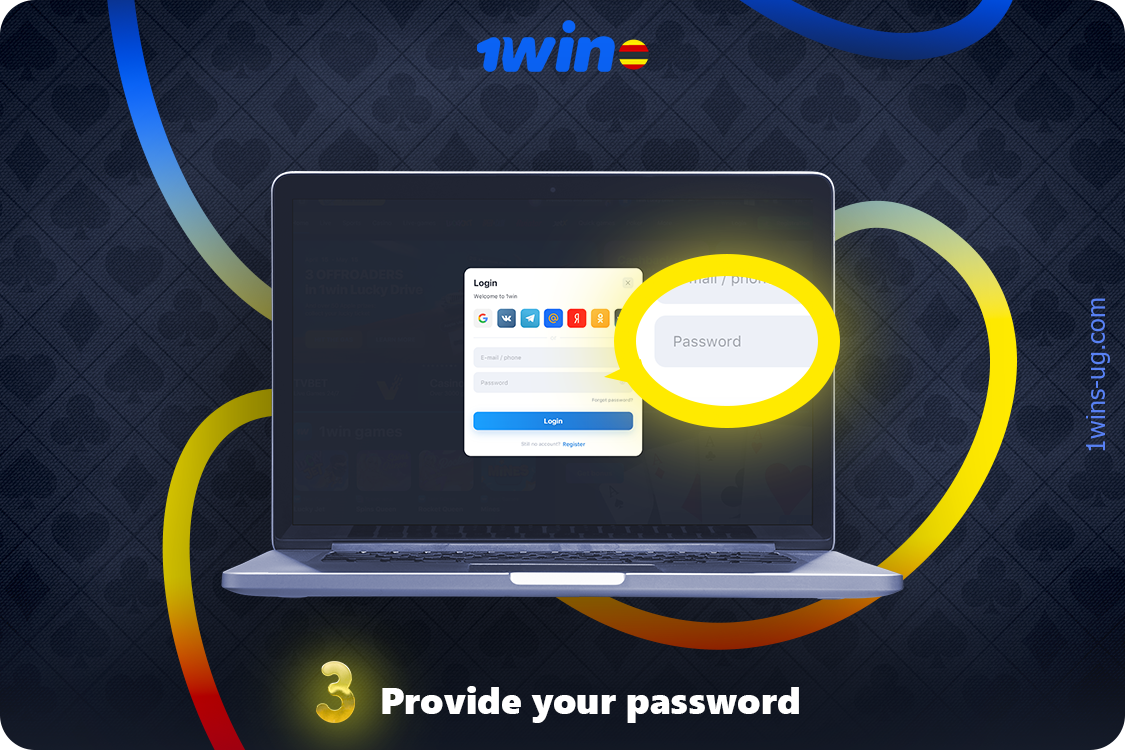 Then enter your 1win login password in the bottom empty field