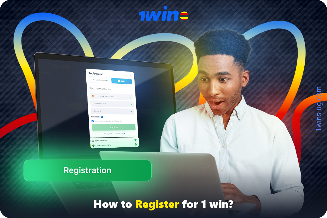 You can sign up for the 1win official site in Uganda by Quick way or through Social Networks