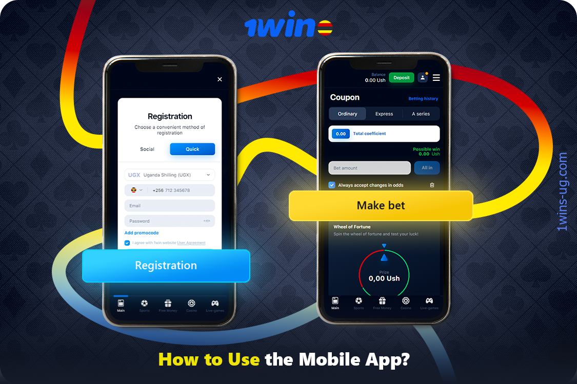 To get access to betting in the 1win app, firstly register and top up your balance