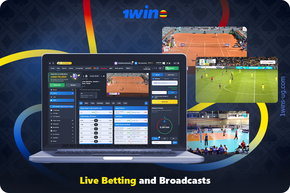 1win Uganda has a real-time mode, with fast live streaming where detailed match statistics are available