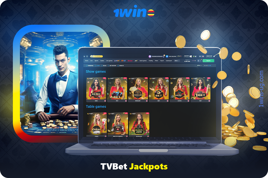 At 1win Uganda, you can get a bonus jackpot with a large payout by playing live games on TVBet