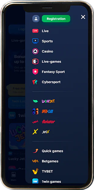 1win mobile app menu