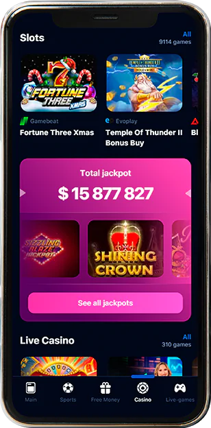 Variety of games on the 1win mobile app