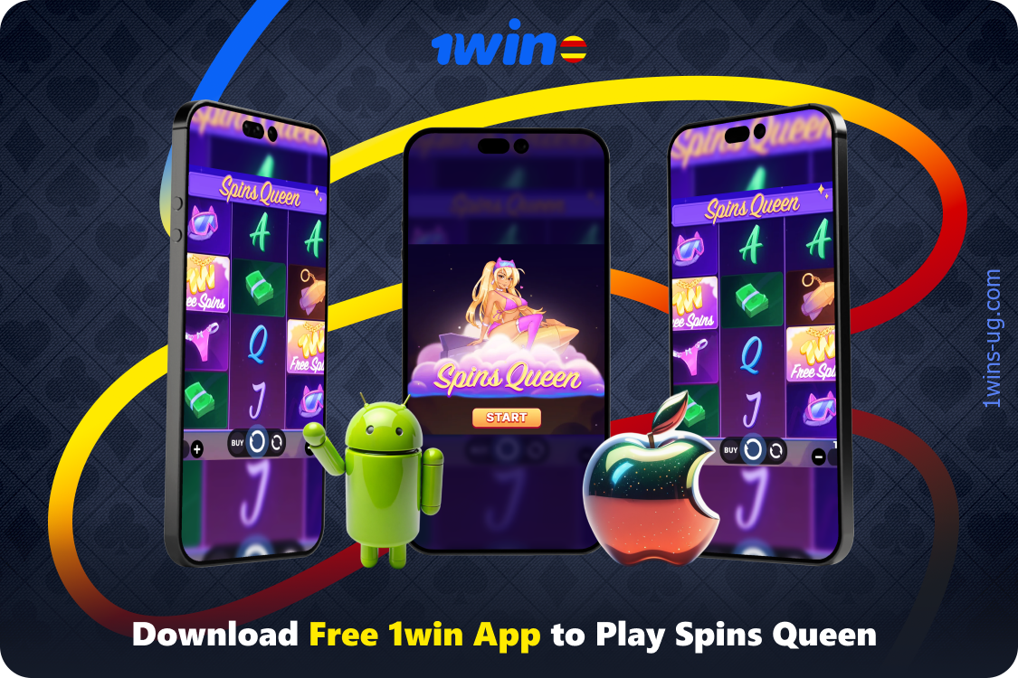 Players from Uganda can play Spins Queen 1win on the mobile app for Android or iOS smartphones