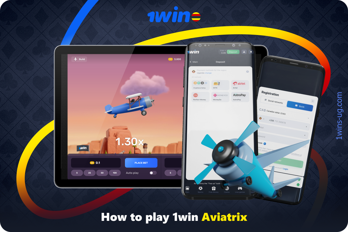 Ugandan players must register on 1win and deposit to play Aviatrix