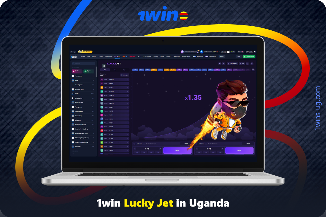 Lucky Jet 1win is an excellent option for crash game lovers in Uganda