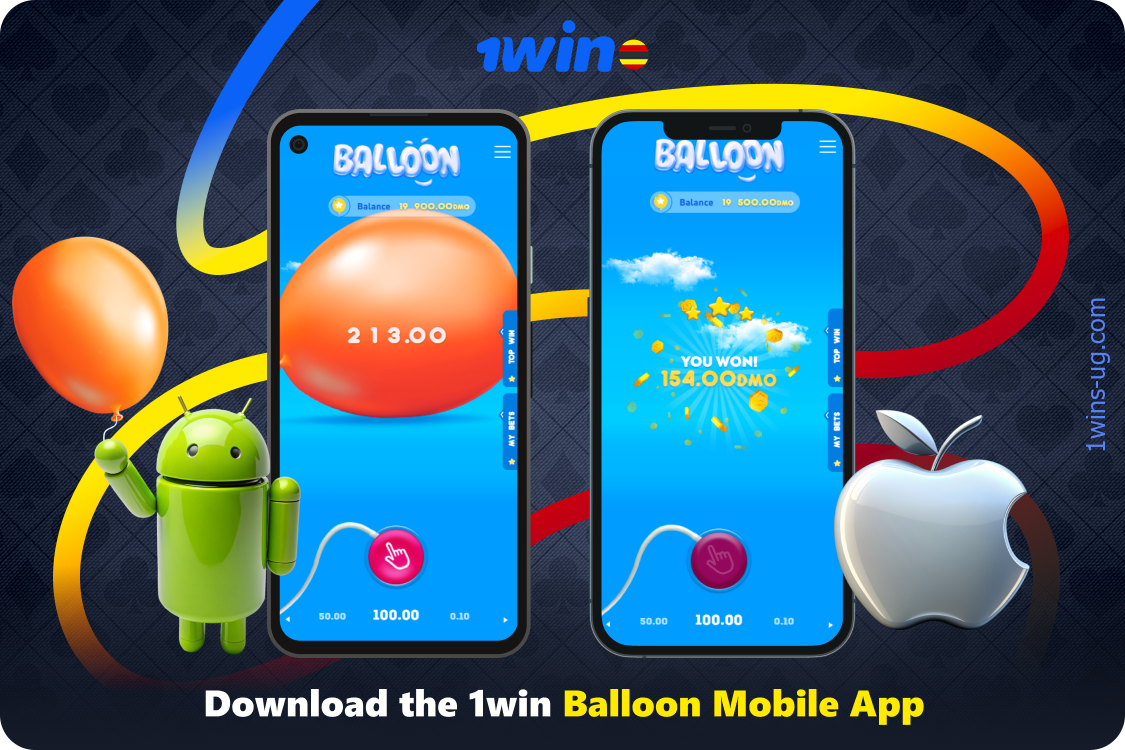 Players from Uganda can download the 1win Balloon app and play on their smartphones from anywhere